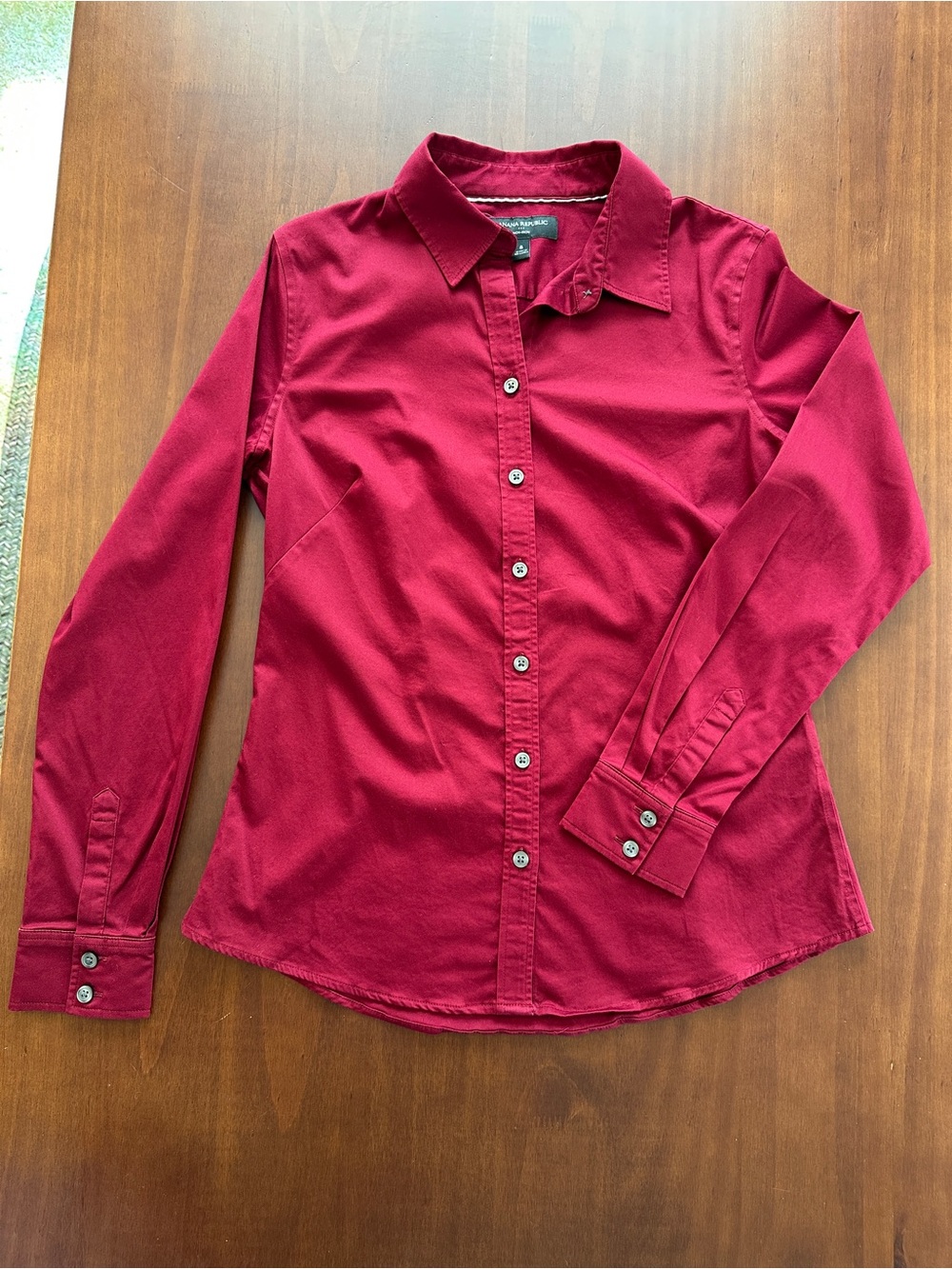 Banana Republic Deep Red Button-Down Collared Shirt